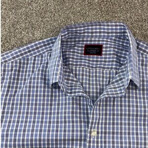 UNTUCKit Classic Dante Mens Medium Blue Gingham Short Sleeve Button Down Shirt